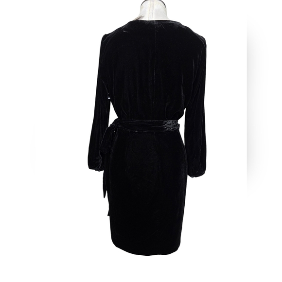 NWT J. Crew Velvet Black Wrap Long Sleebes V Neck Dress 0 - Picture 5 of 11